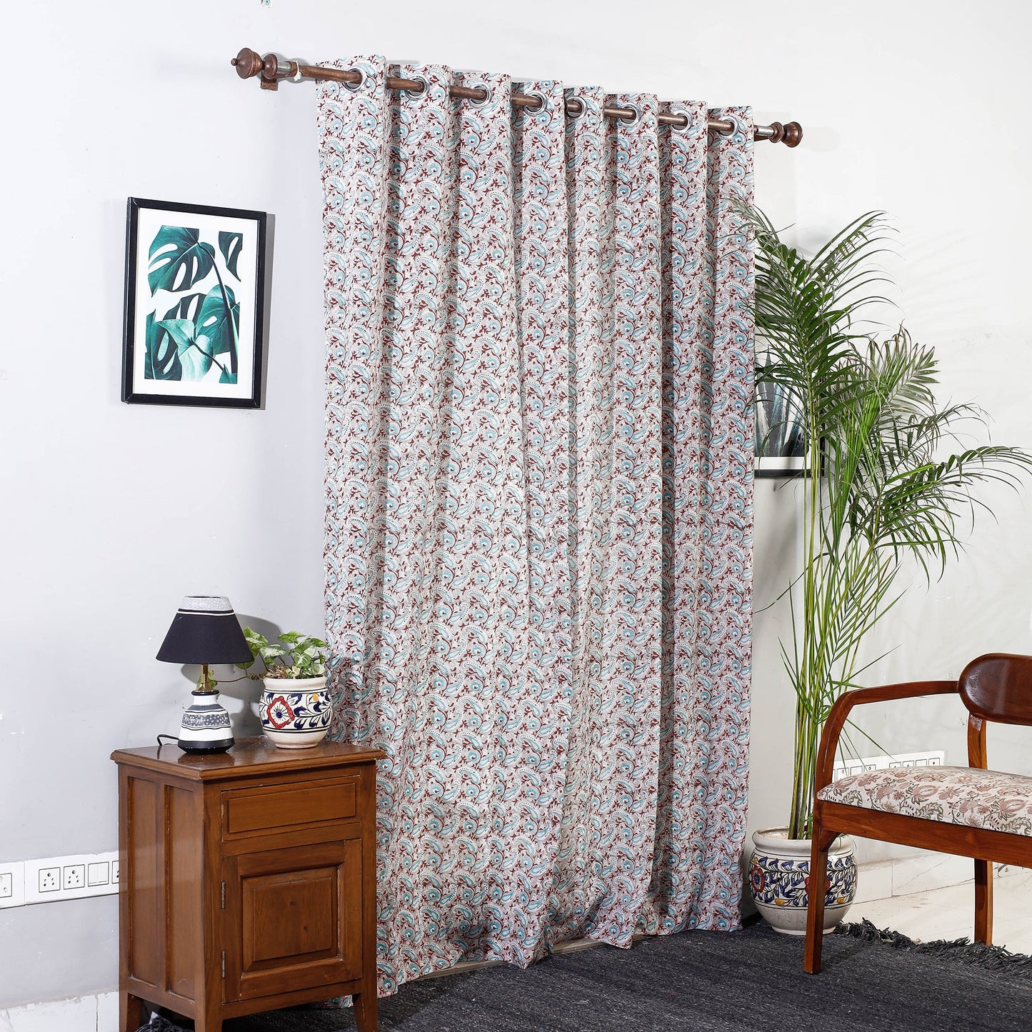 Sanganeri Block Printed Cotton Door Curtain (7 x 3 Feet) (Single Piece) Online at iTopkri