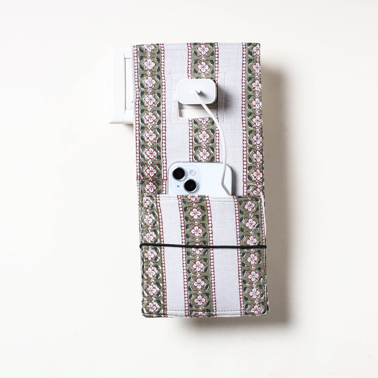 Multicolor Sanganeri Block Printed Cotton Mobile Charging Holder
