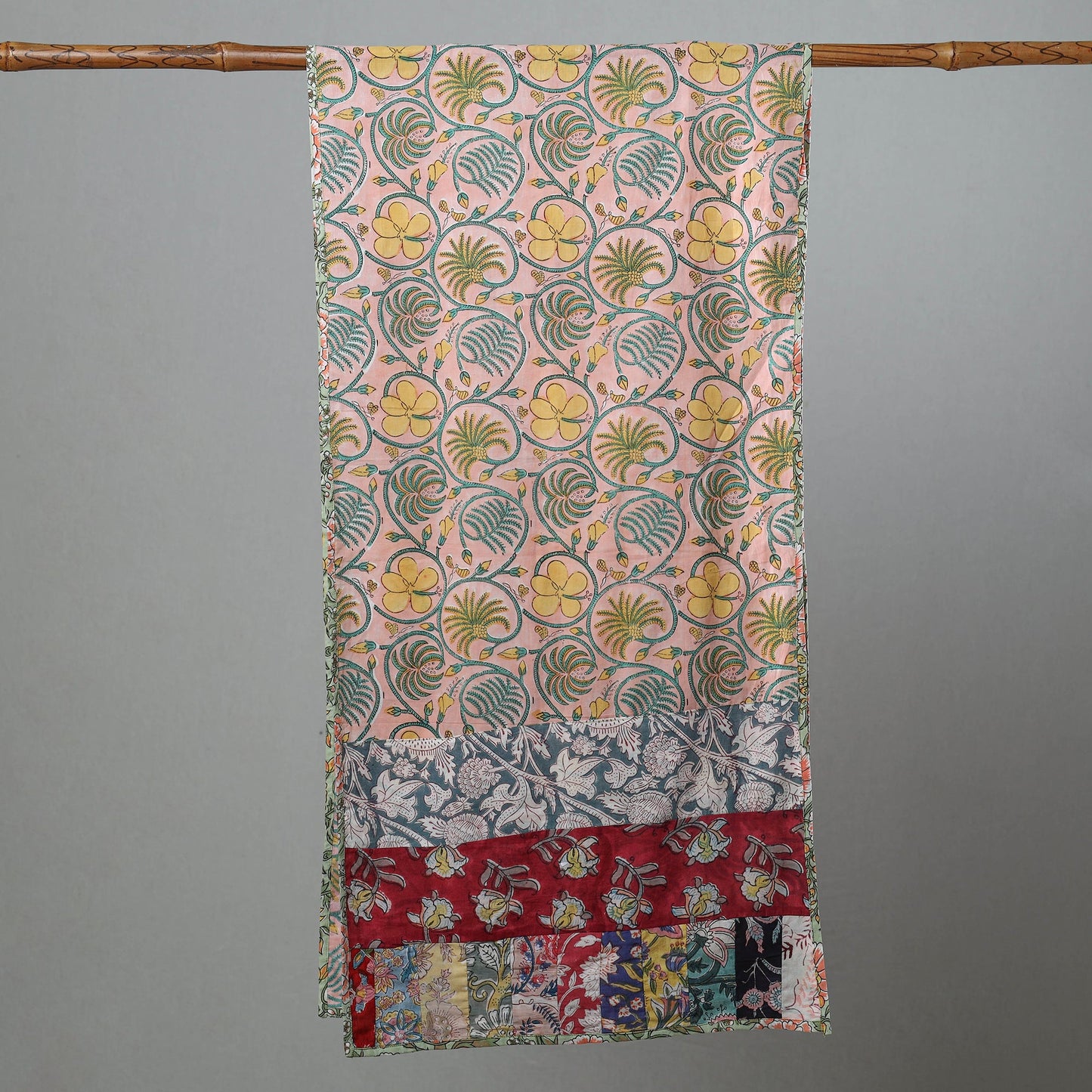 Sanganeri Block Printed Patchwork Cotton Stole 04 Online at iTokri.com