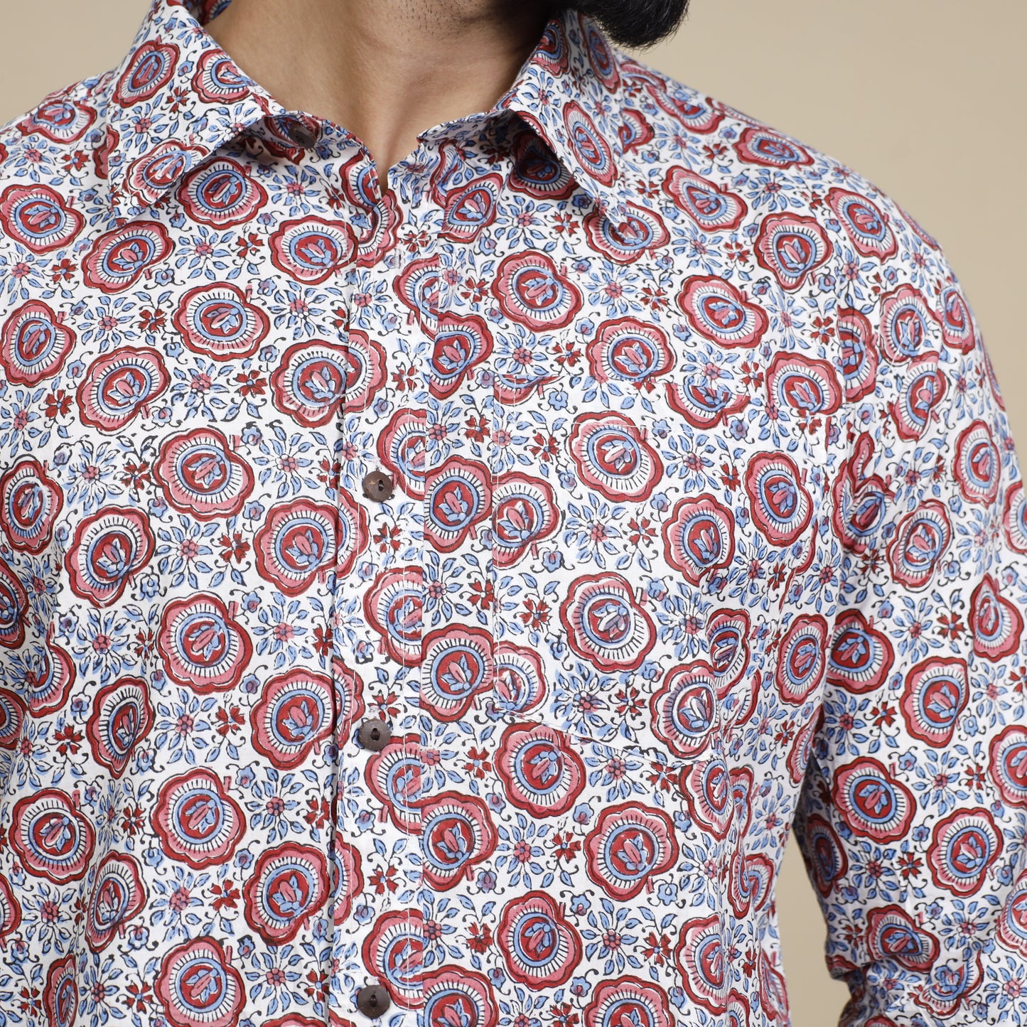 Sanganeri Block Printing Cotton Full Sleeve Men Shirt
