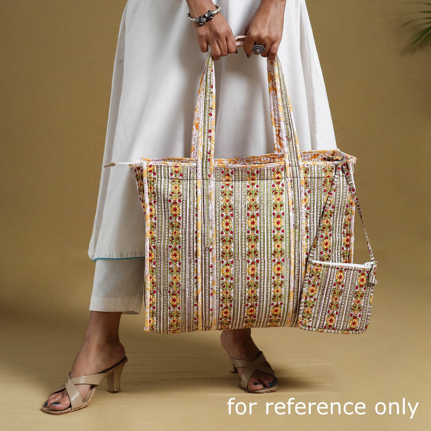 Buy Blue Sanganeri Print Quilted Cotton Tote Bag