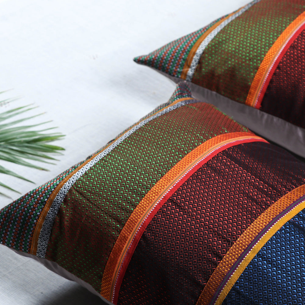 Set of 2 - Khun Patchwork Cotton Pillow Covers (25 x 15 in) 03