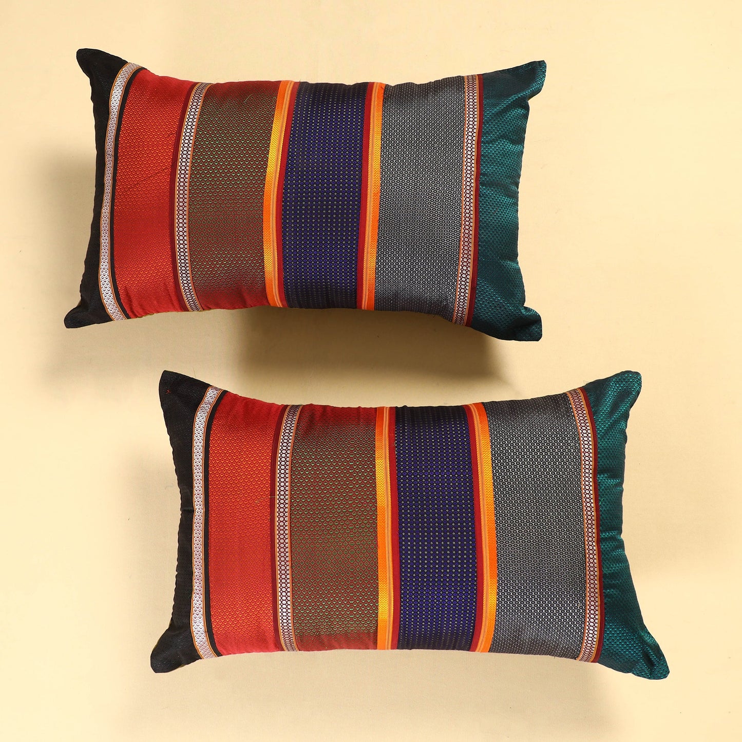 Set of 2 - Khun Patchwork Cotton Pillow Covers (25 x 15 in) 05