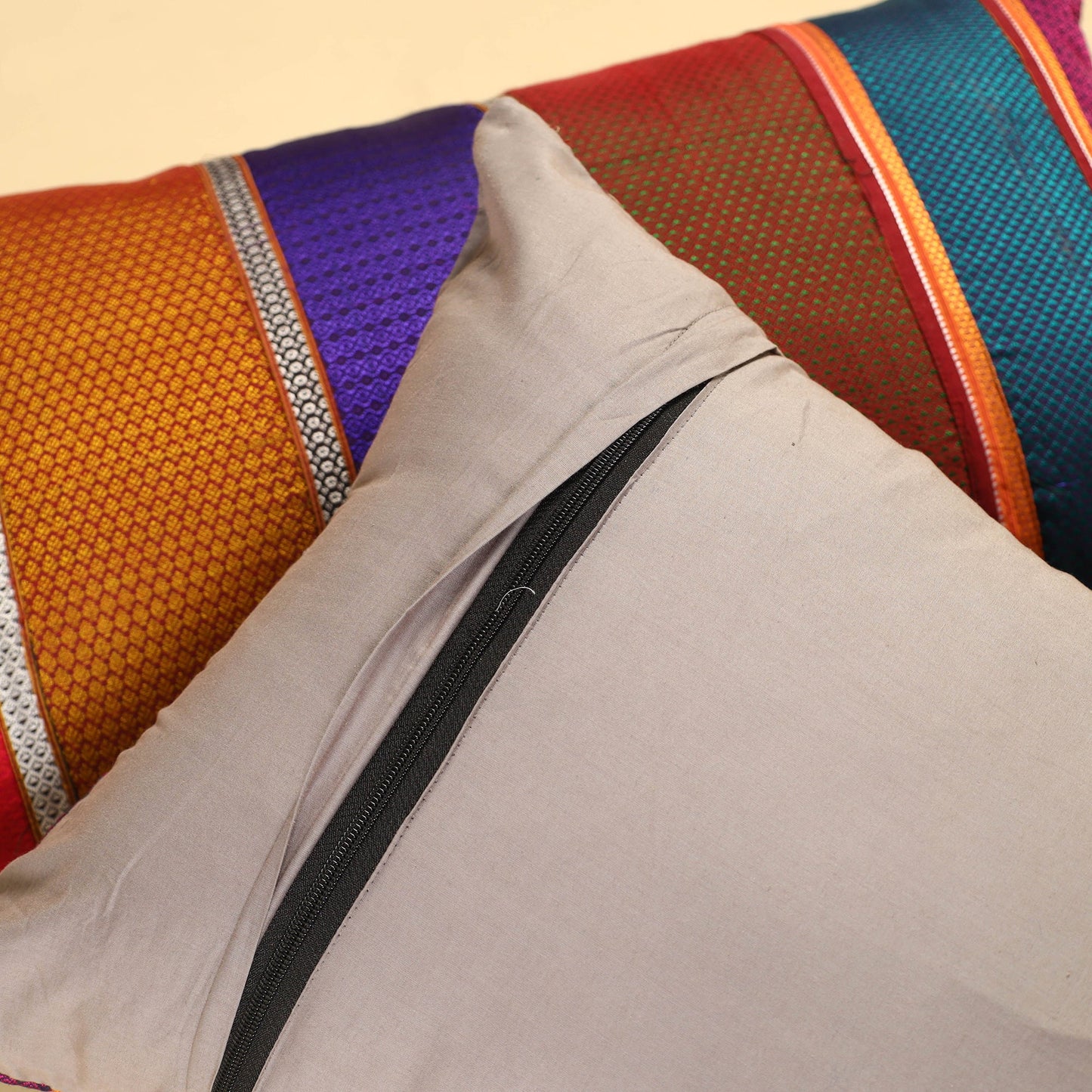 Set of 2 - Khun Patchwork Cotton Pillow Covers (25 x 15 in) 07