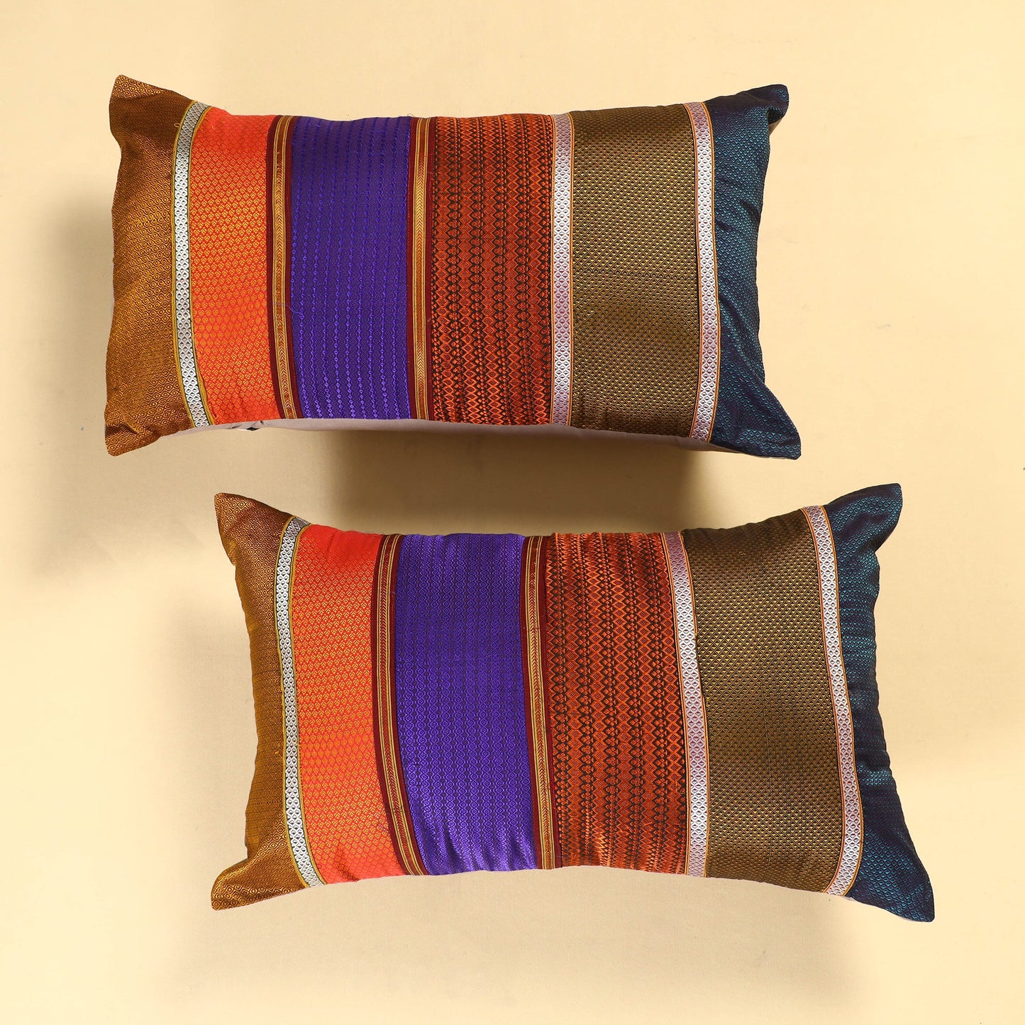 Set of 2 - Khun Patchwork Cotton Pillow Covers (25 x 15 in) 08