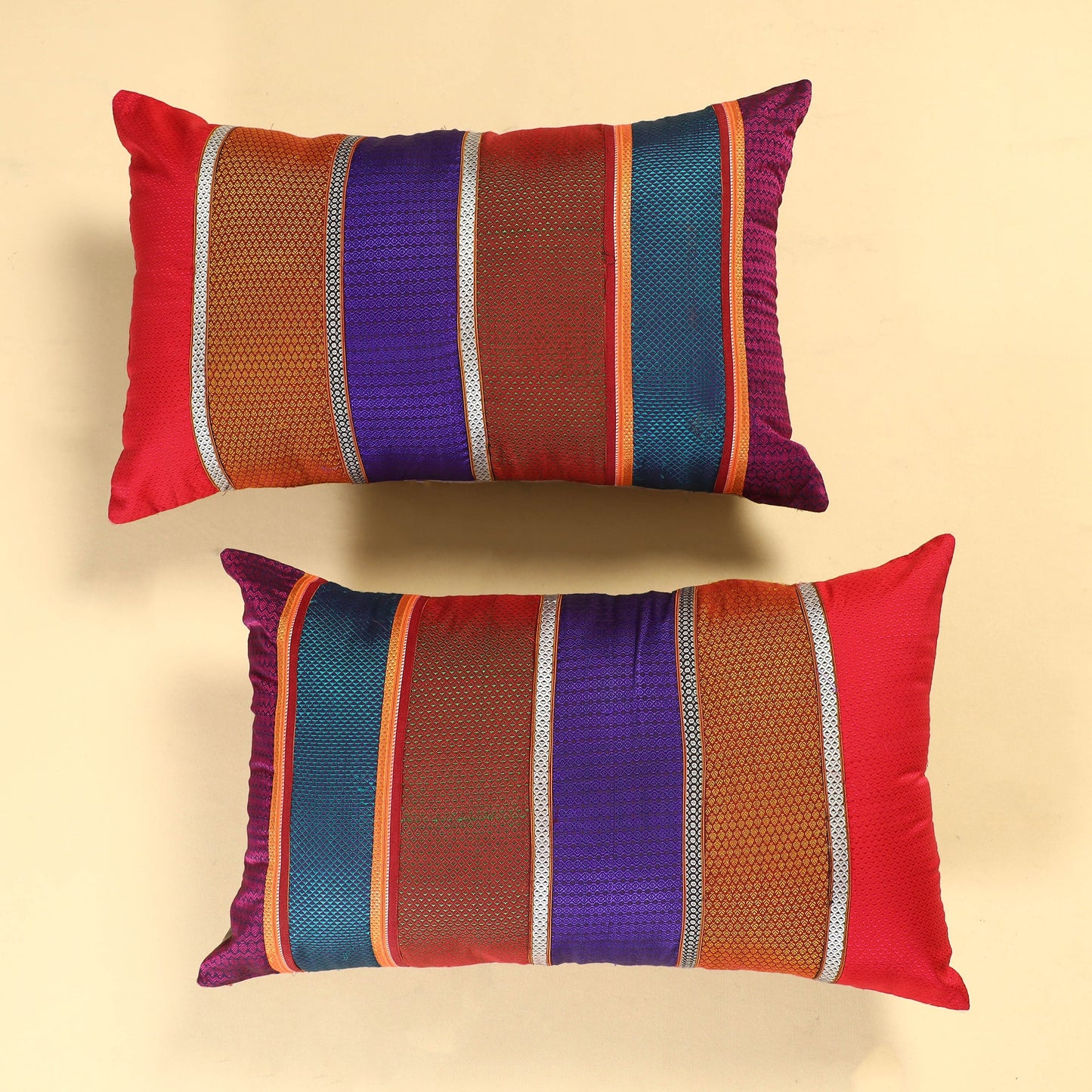 Set of 2 - Khun Patchwork Cotton Pillow Covers (25 x 15 in) 13