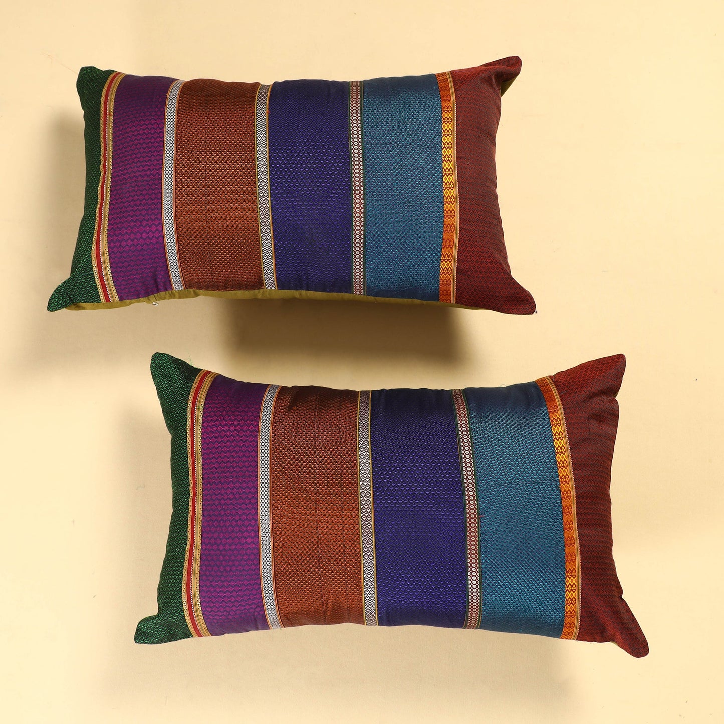 Set of 2 - Khun Patchwork Cotton Pillow Covers (25 x 15 in) 17