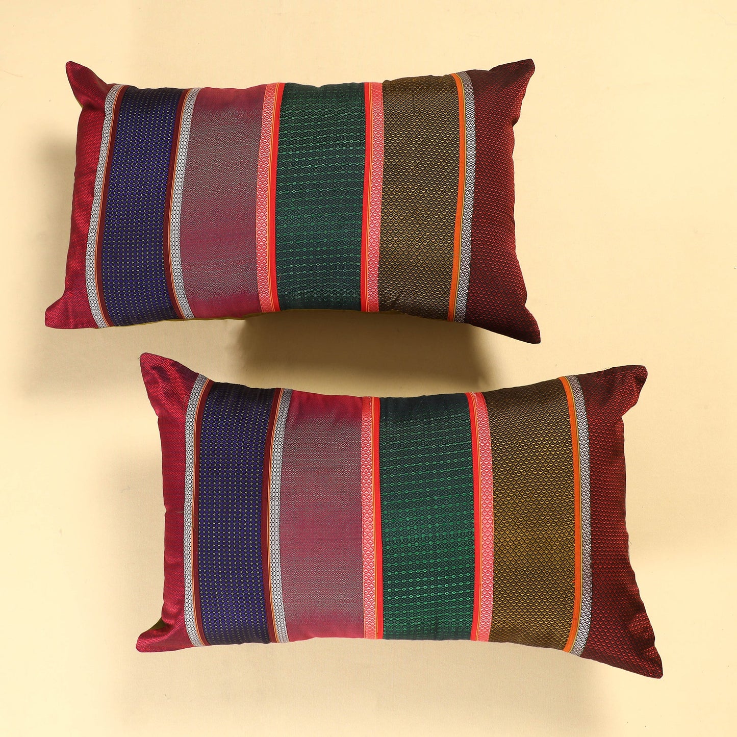 Set of 2 - Khun Patchwork Cotton Pillow Covers (25 x 15 in) 19