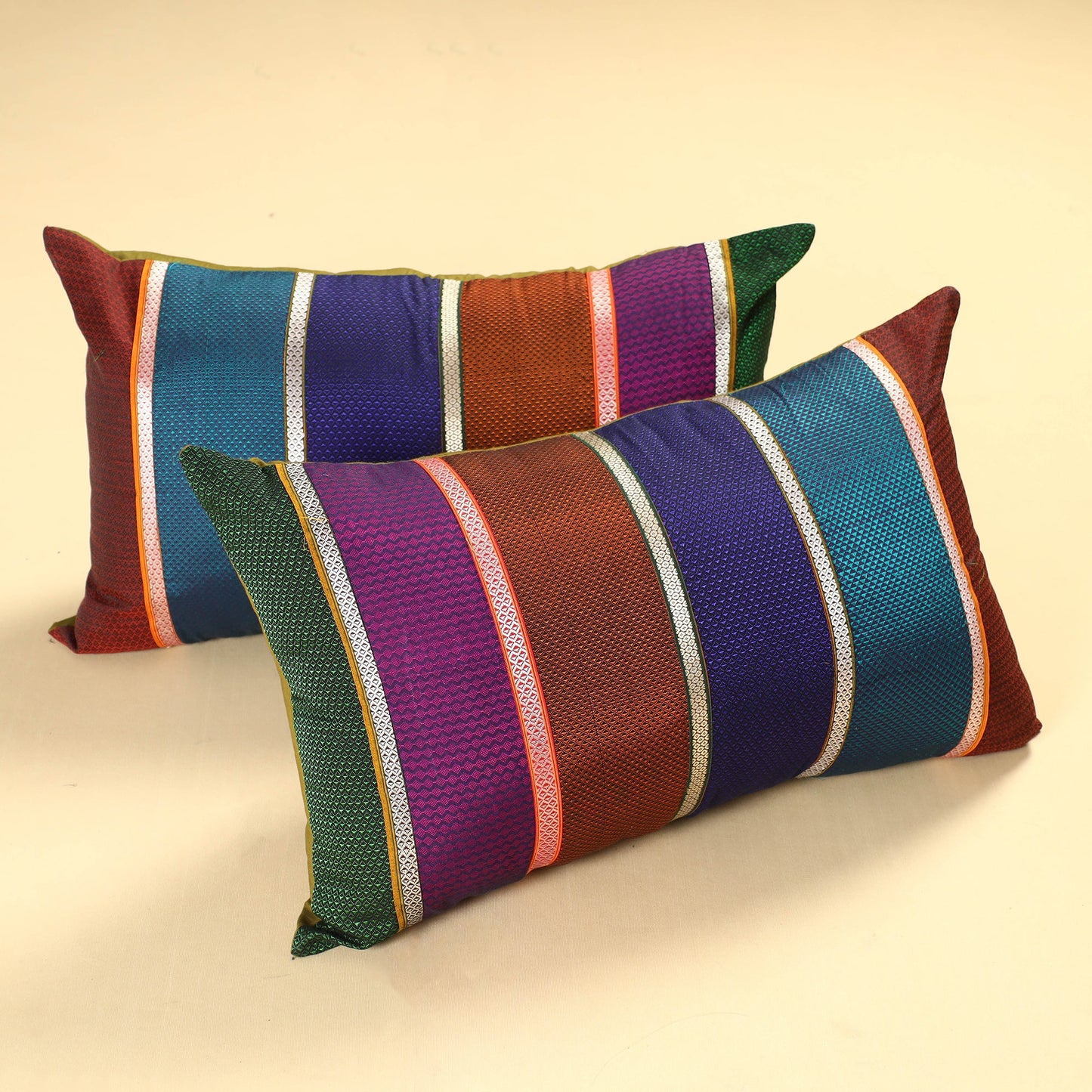 Set of 2 - Khun Patchwork Cotton Pillow Covers (25 x 15 in) 20