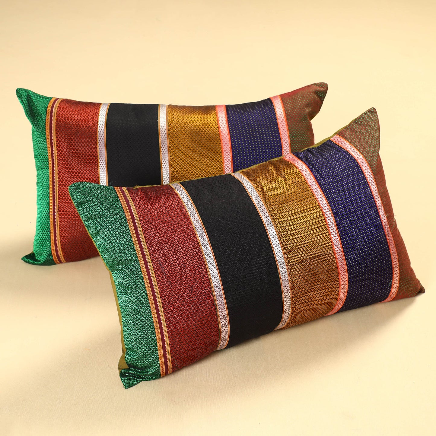 Set of 2 - Khun Patchwork Cotton Pillow Covers (25 x 15 in) 22