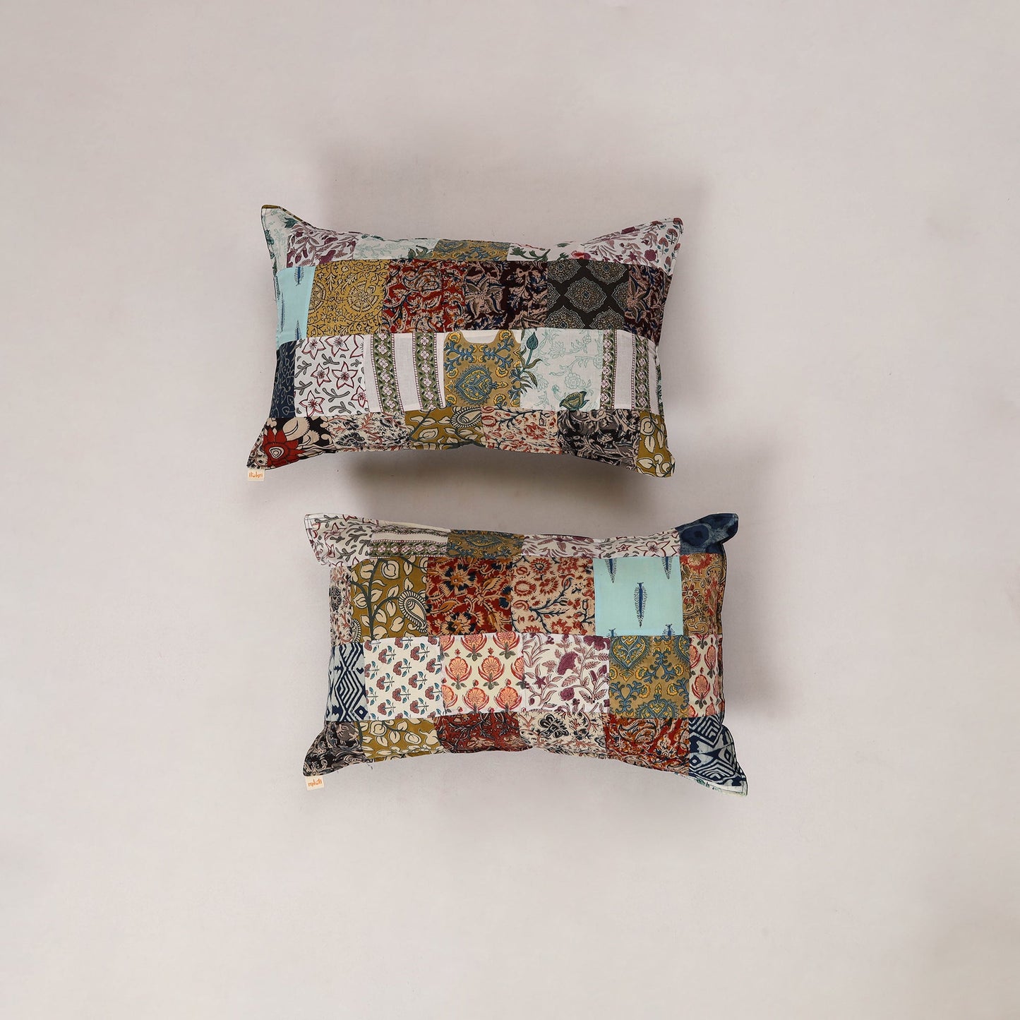 Multicolor - set of 2 patchwork cotton pillow cover 18
