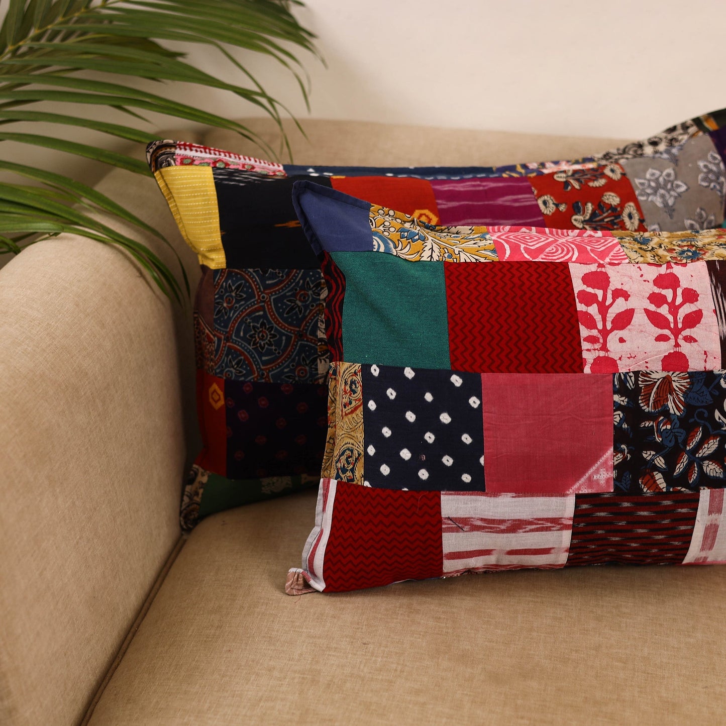 Set of 2 patchwork pillow covers 03 - handcrafted