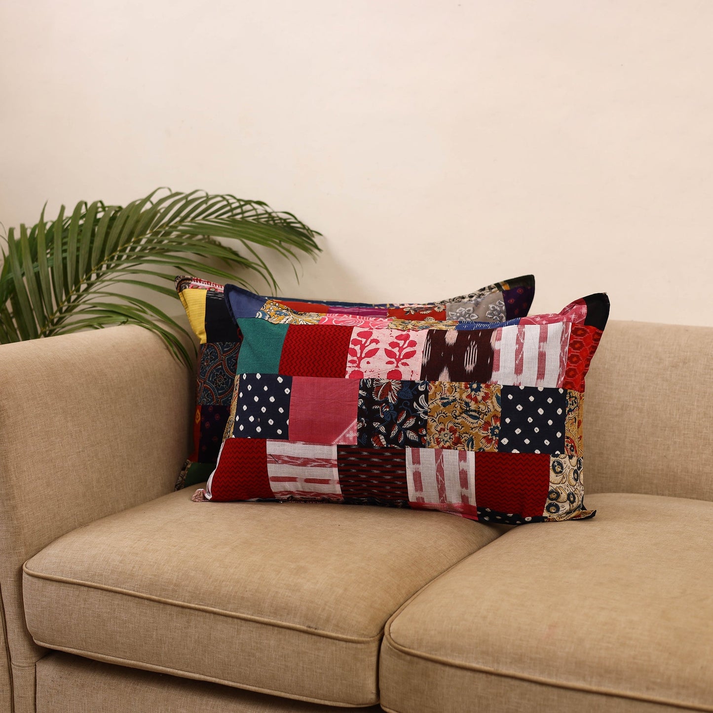 Set of 2 patchwork pillow covers 03 - handcrafted