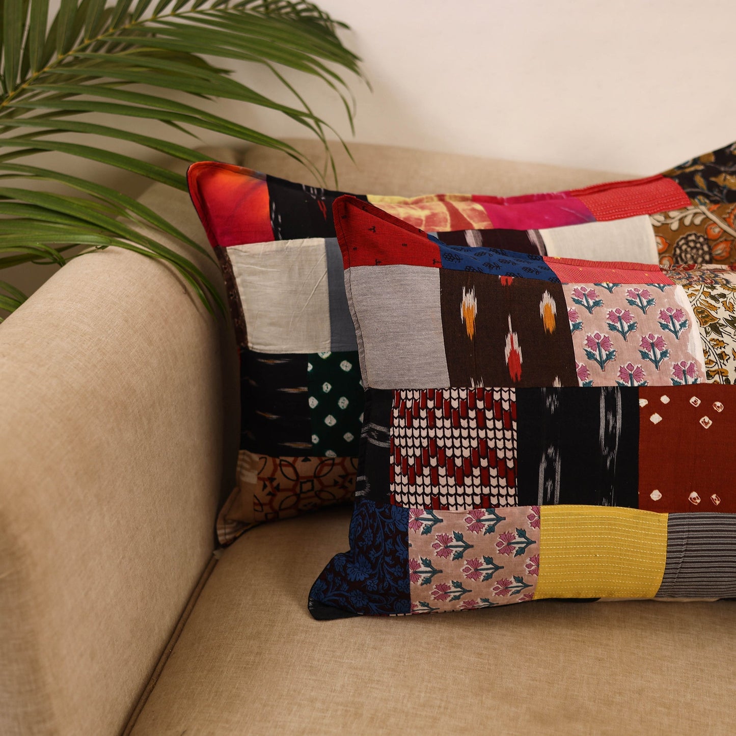 Set of 2 patchwork pillow covers 04 - handcrafted