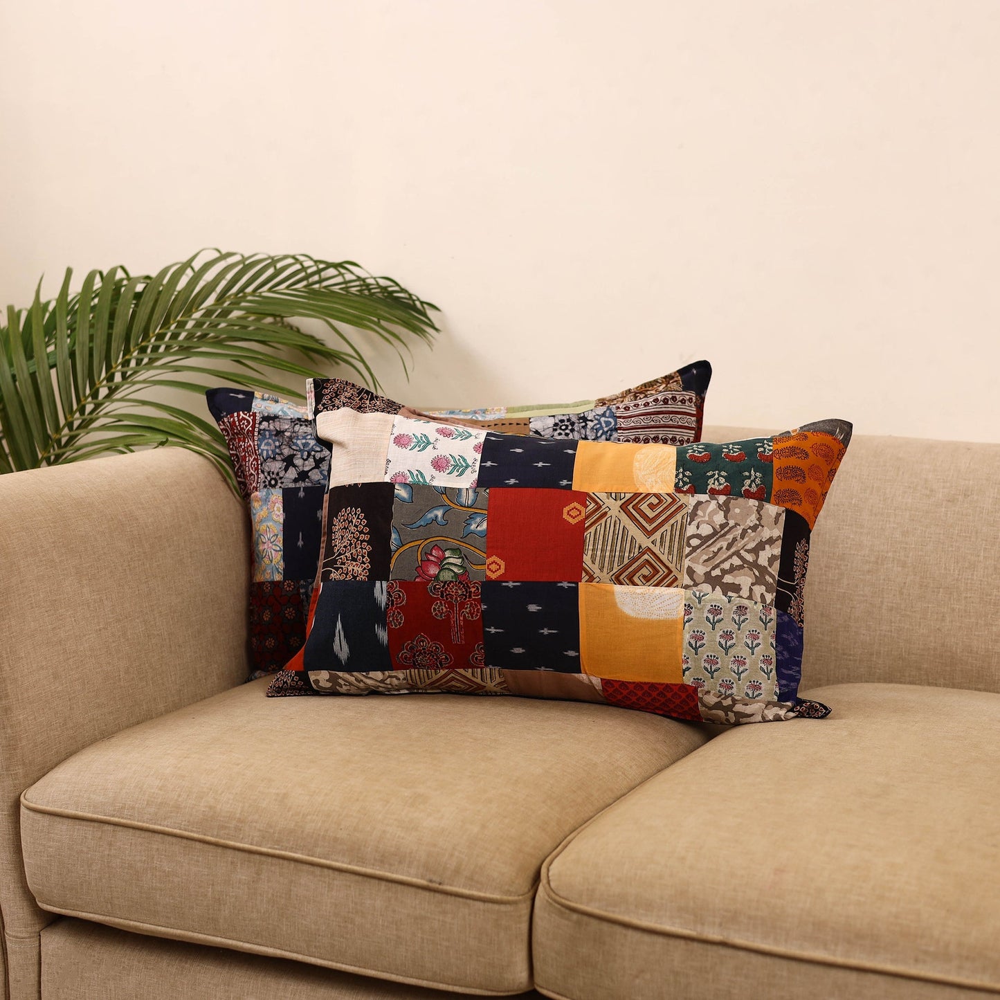 Set of 2 patchwork pillow covers 10 - handcrafted