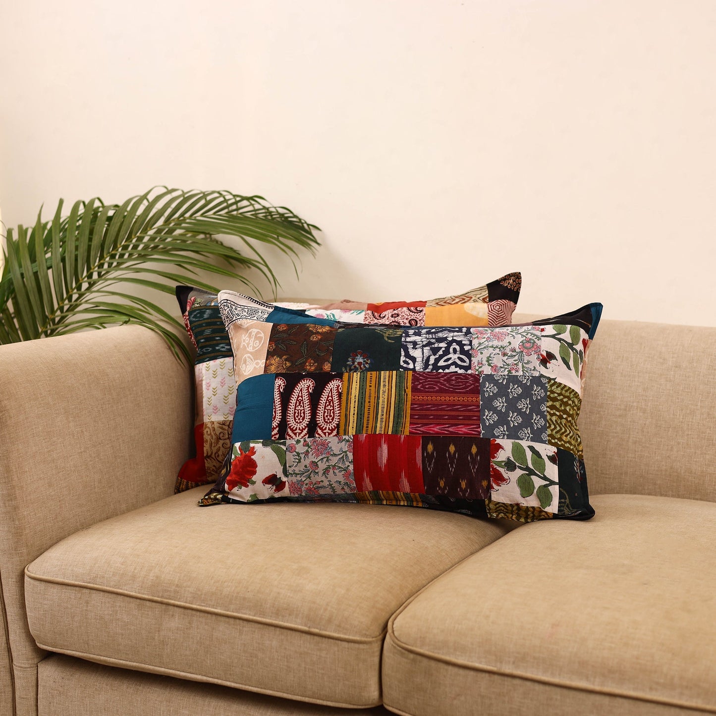Set of 2 patchwork pillow covers 11 - handcrafted