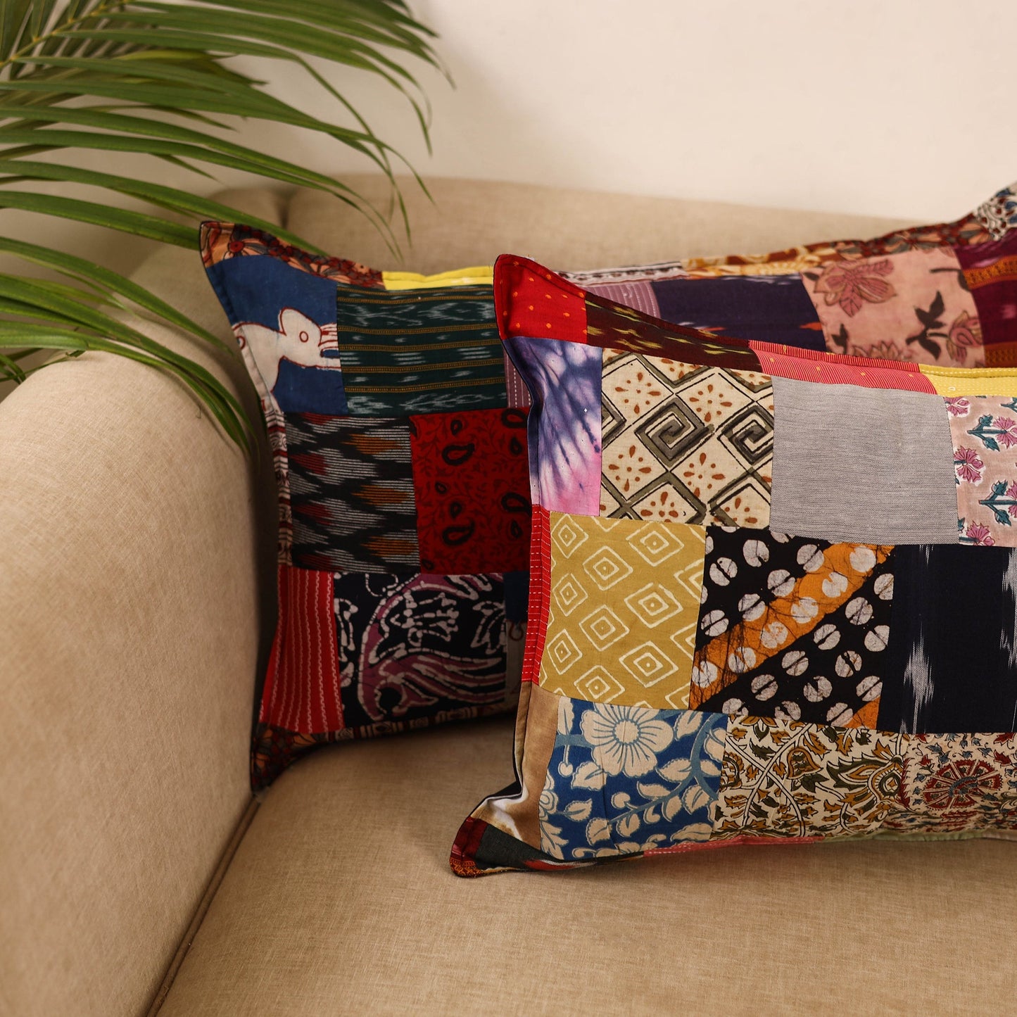 Set of 2 patchwork pillow covers 14 - handcrafted