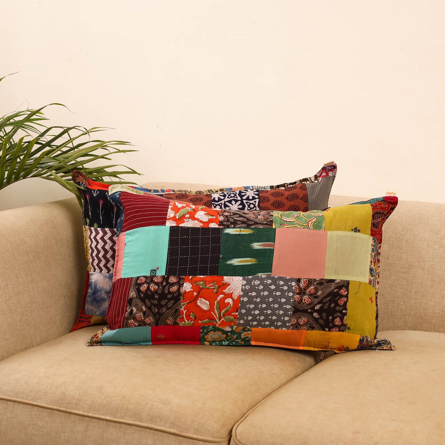 Set of 2 patchwork pillow covers 20 - handcrafted