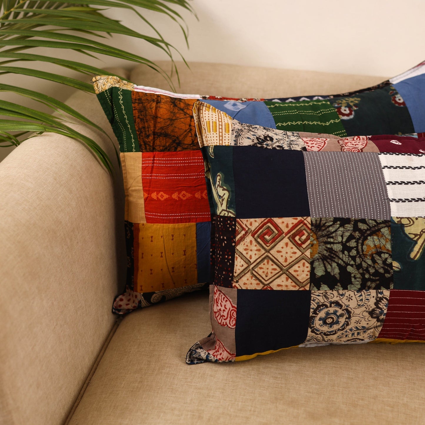 Set of 2 patchwork pillow covers 20 - handcrafted
