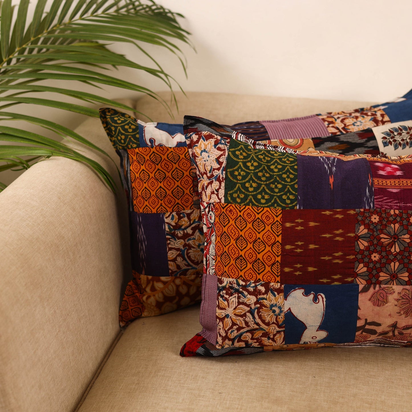 Set of 2 patchwork pillow covers 22 - handcrafted