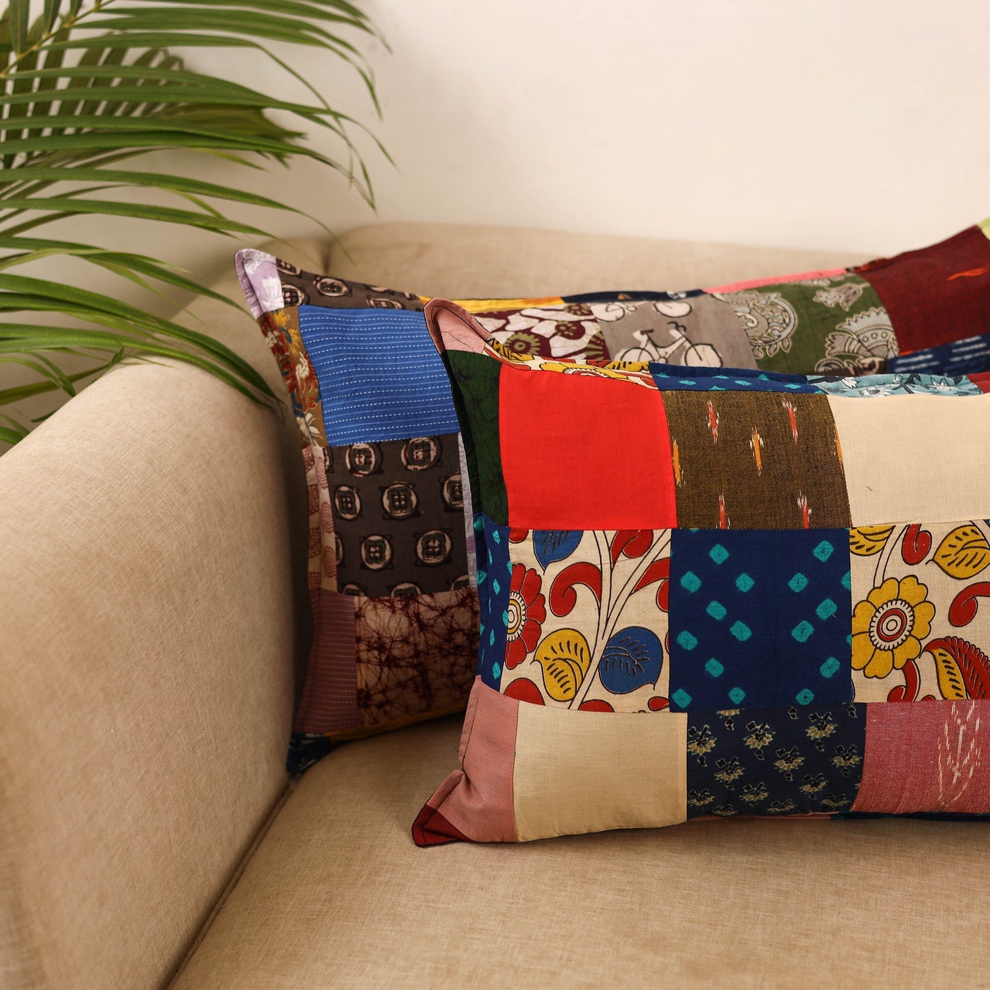 Set of 2 patchwork pillow covers 28 - handcrafted