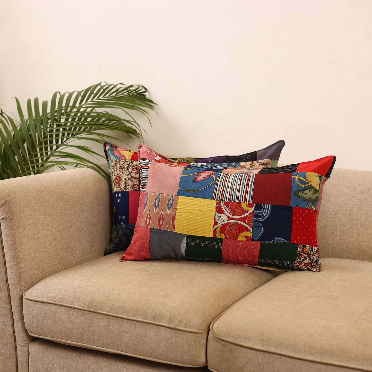 Set of 2 patchwork pillow covers 30 - handcrafted