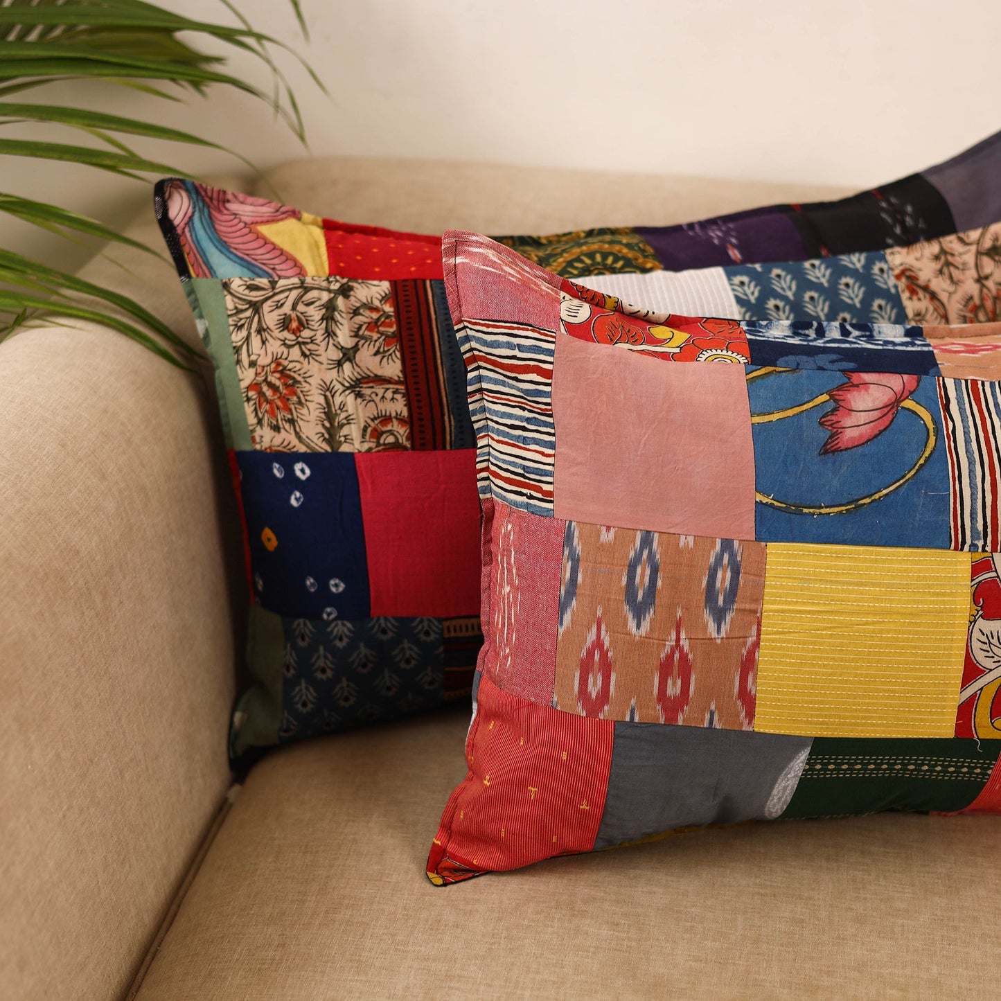 Set of 2 patchwork pillow covers 30 - handcrafted