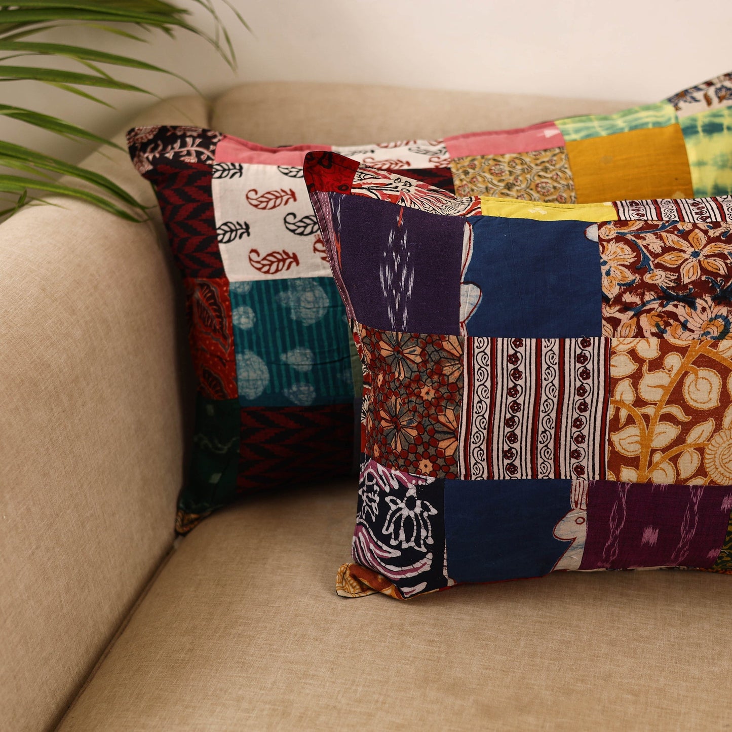 Set of 2 patchwork pillow covers 33 - handcrafted