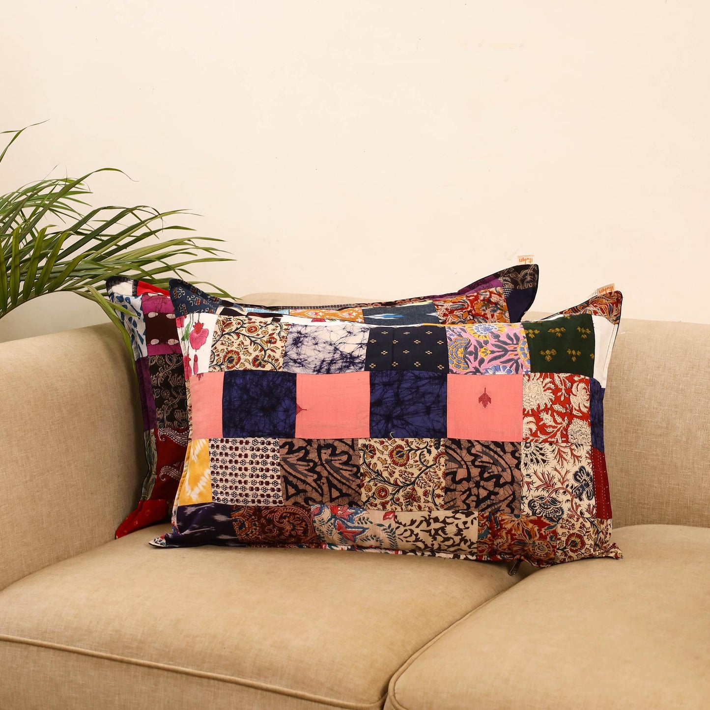 Set of 2 patchwork pillow covers 36 - handcrafted