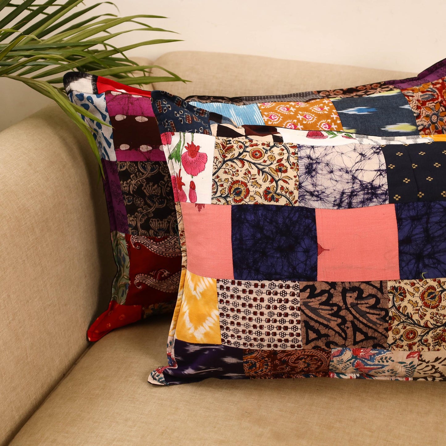 Set of 2 patchwork pillow covers 36 - handcrafted
