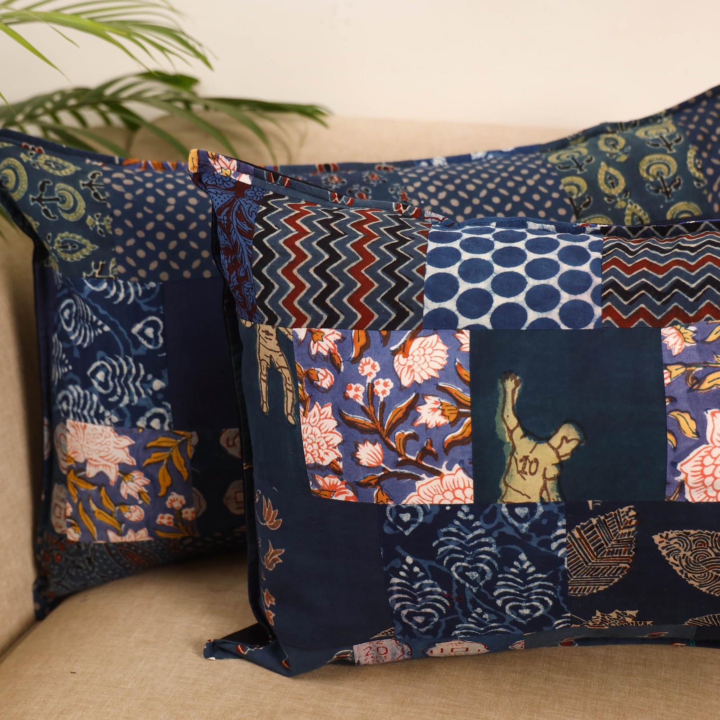 Set of 2 patchwork pillow covers 45 - handcrafted
