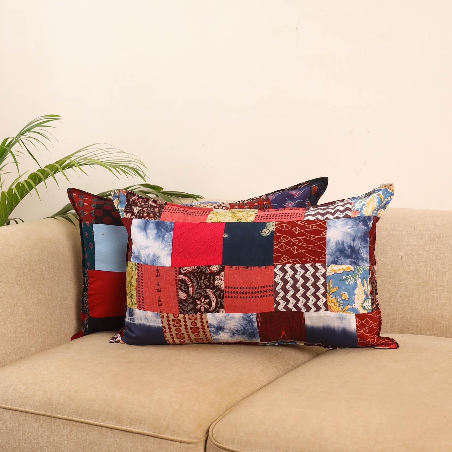 Set of 2 patchwork pillow covers 53 - handcrafted