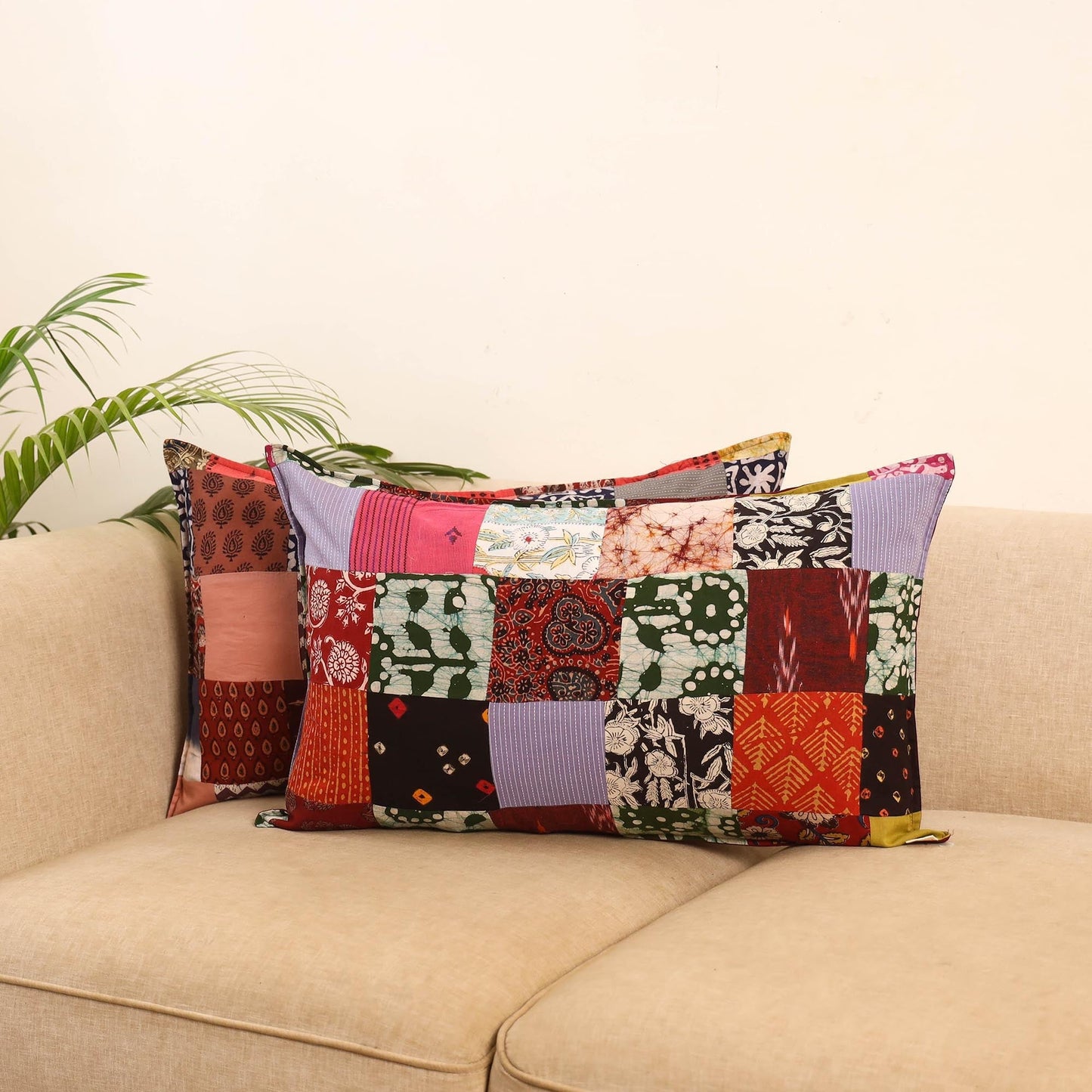 Set of 2 patchwork pillow covers 62 - handcrafted
