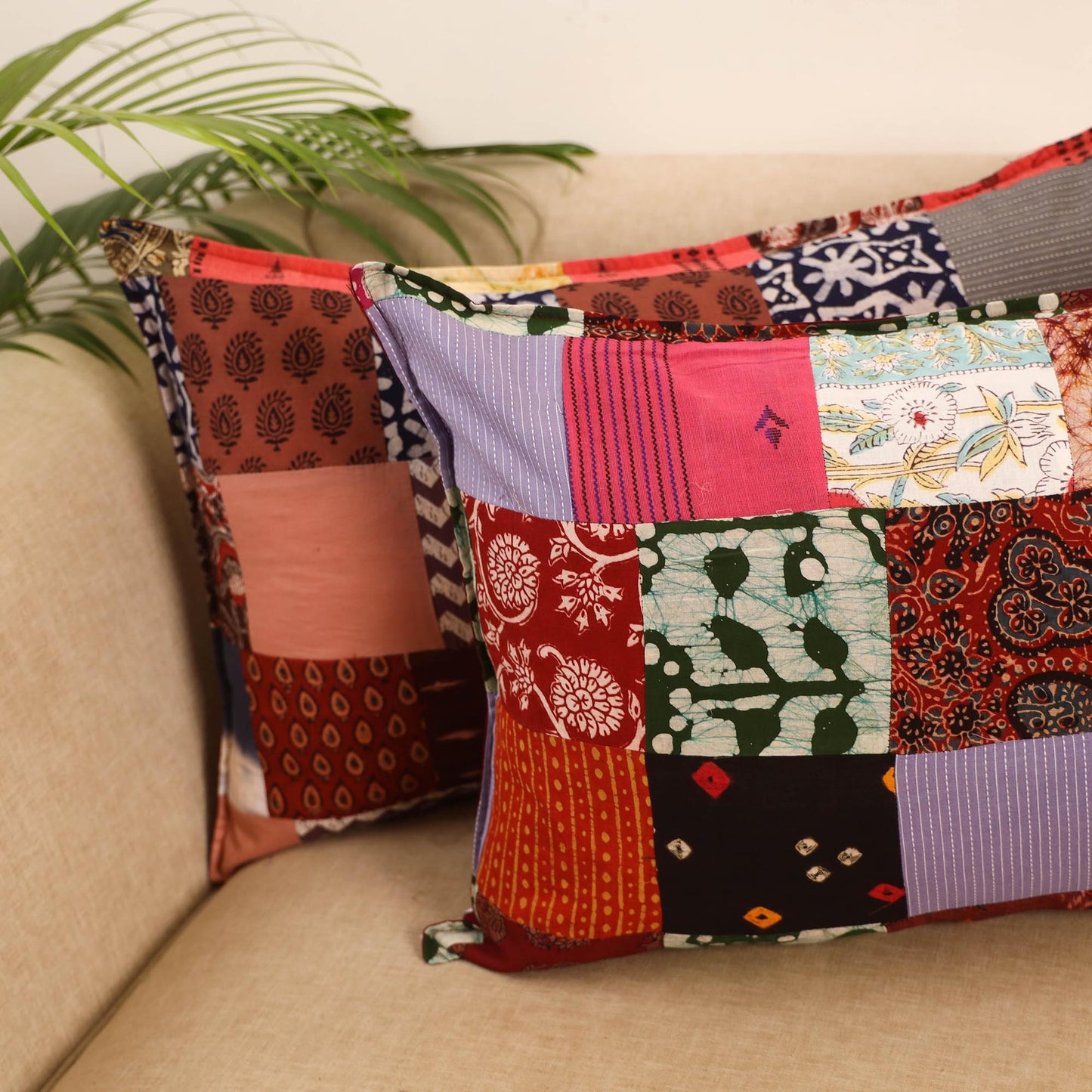 Set of 2 patchwork pillow covers 62 - handcrafted