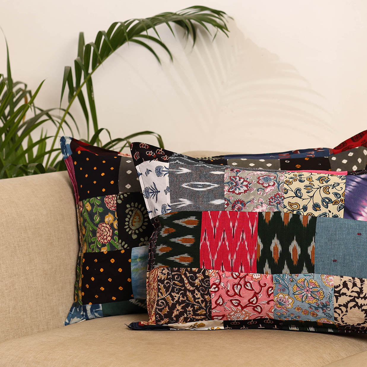 Multicolor - set of 2 patchwork pillow covers 85