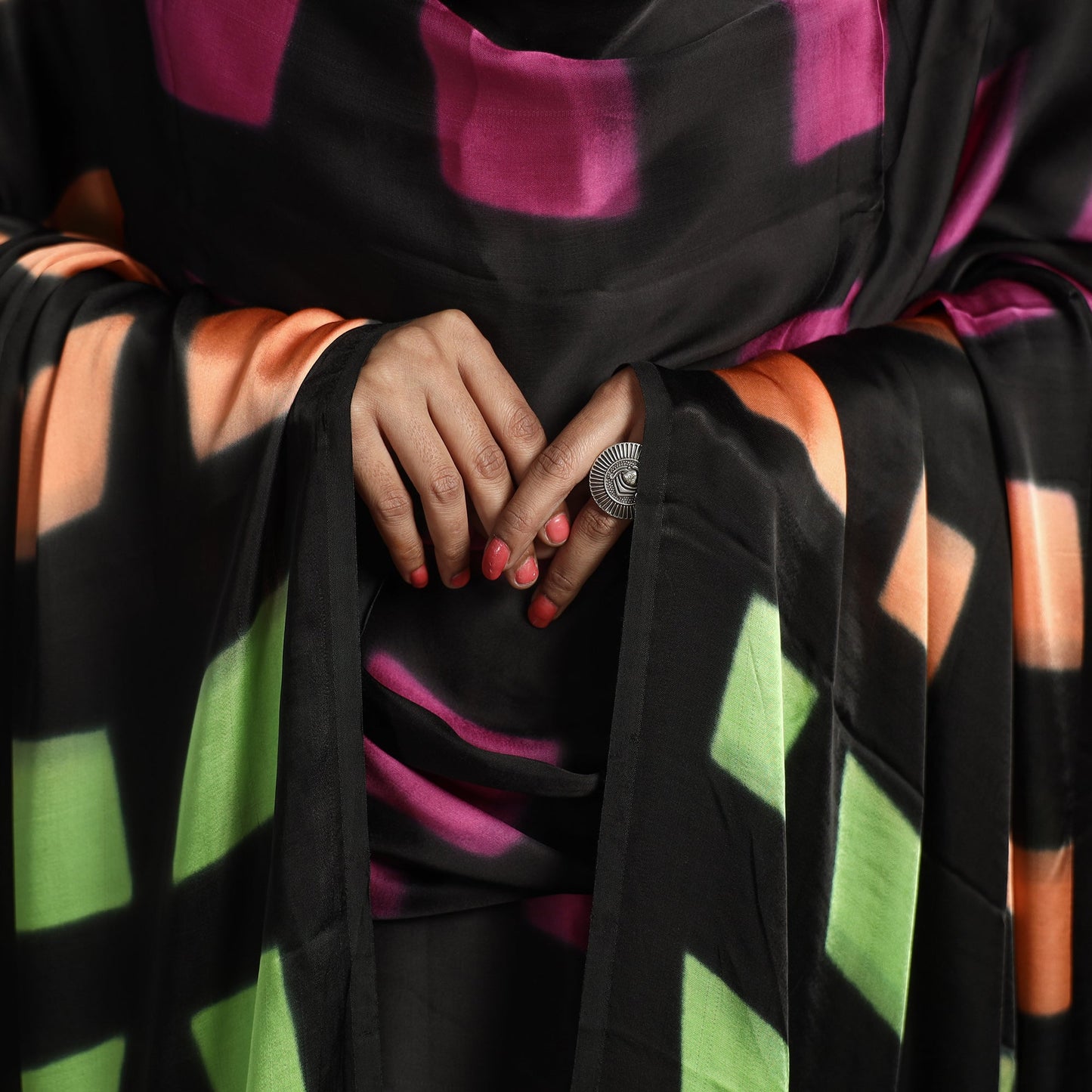 Multicolor - shibori clamp dyed modal silk dupatta