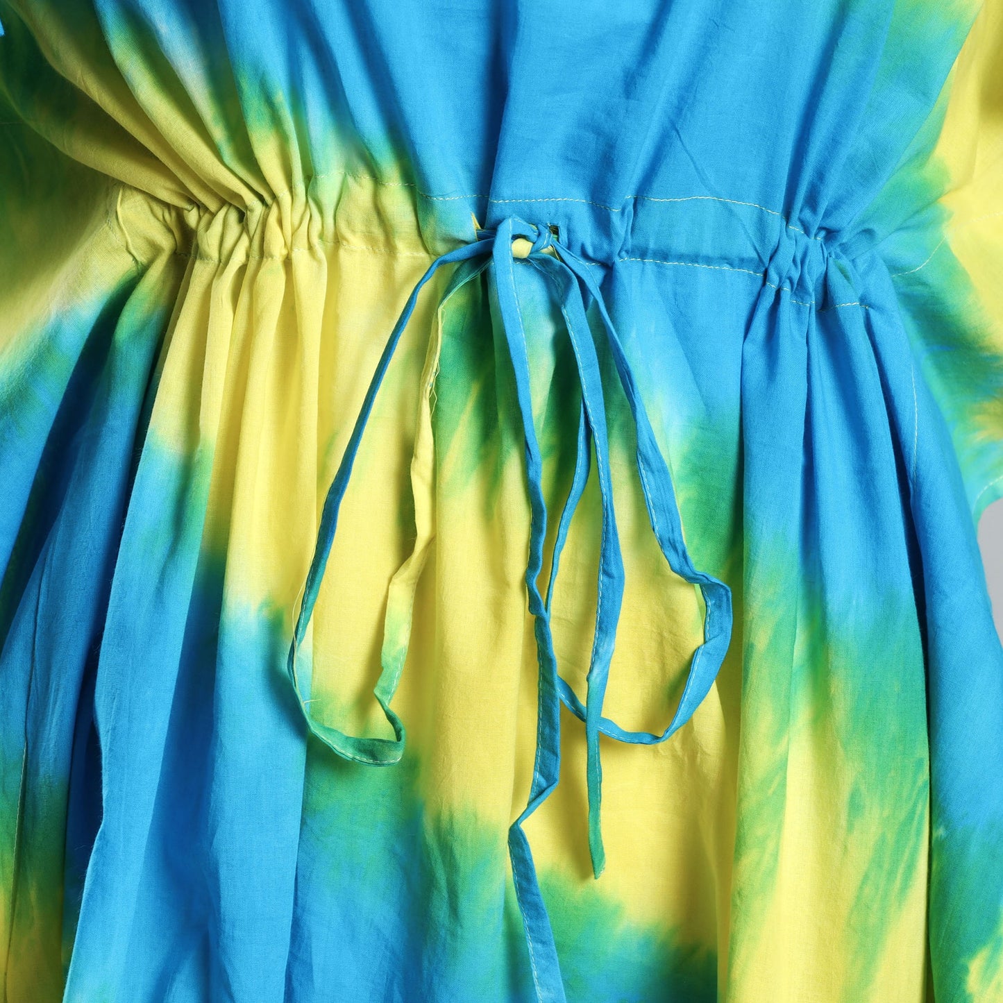 Shibori Tie-Dye Cotton Knee Length Kaftan Dress