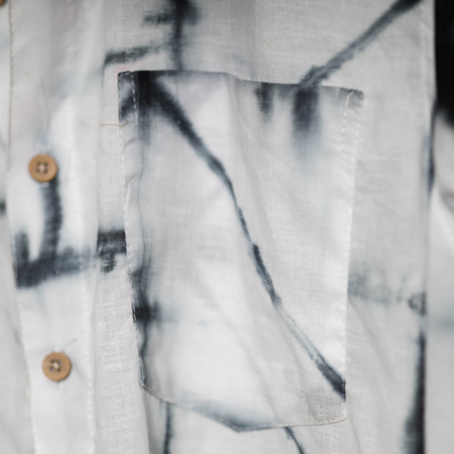 White - shibori tie-dye mul cotton men half sleeve shirt