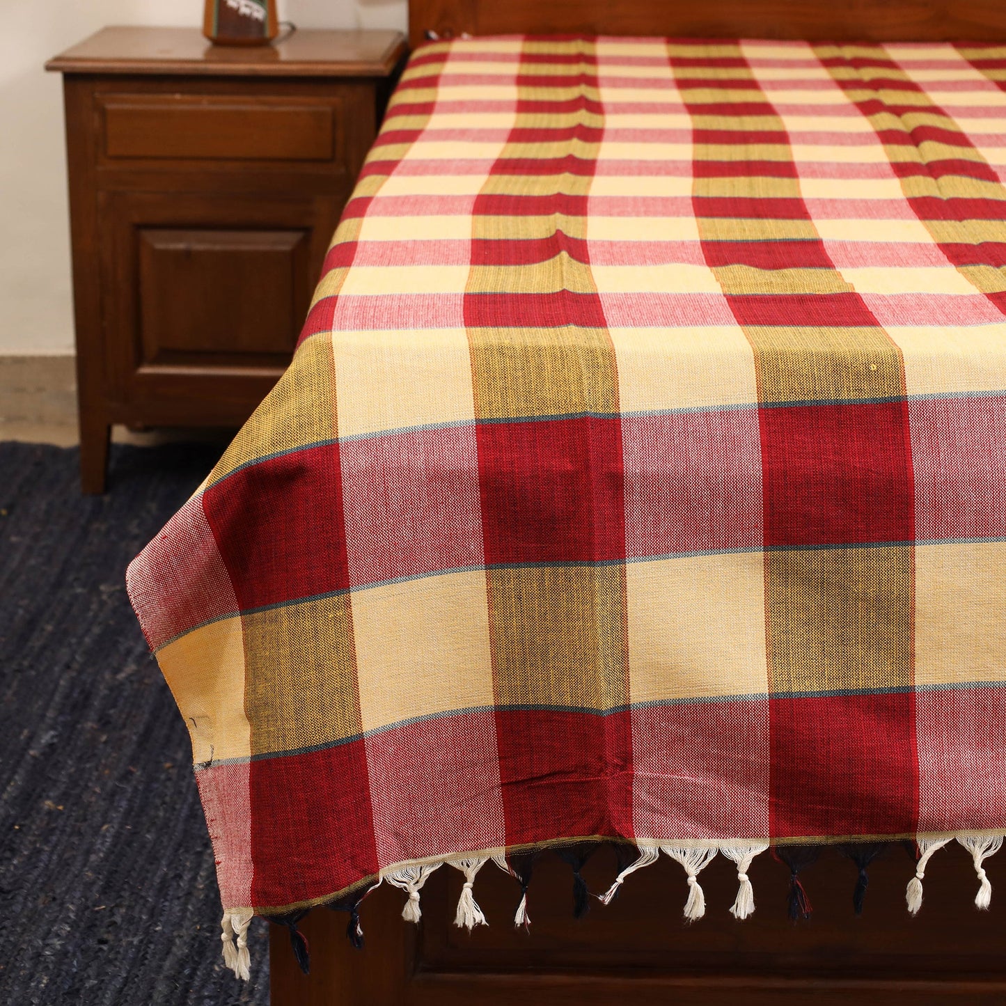 Multicolor - single handloom cotton bed sheet (90 x 60 in)