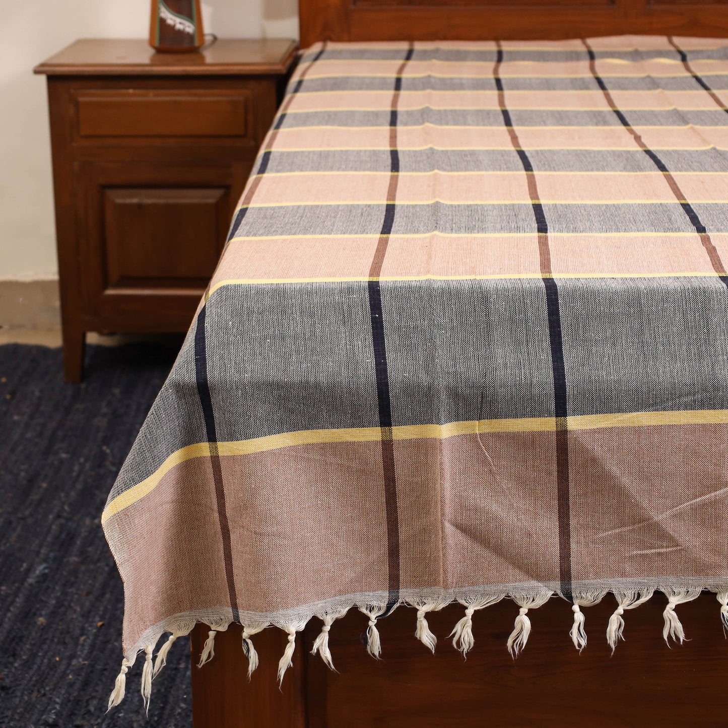 Multicolor - single handloom cotton bed sheet (90 x 60 in)