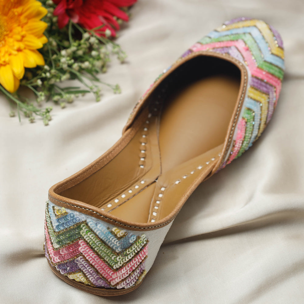 Multicolor Handstitched Embroidered Jutti