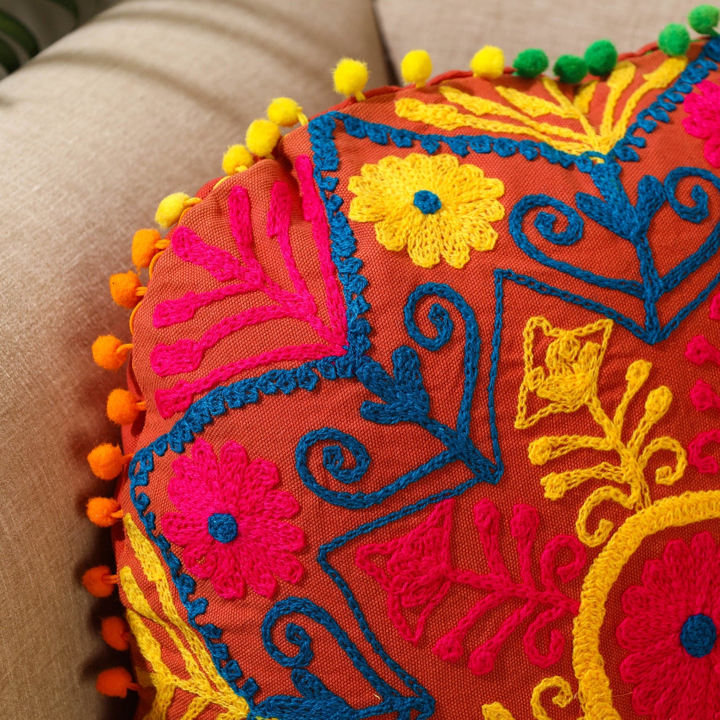 Buy Multicolor Suzani Embroidery Cushion Cover