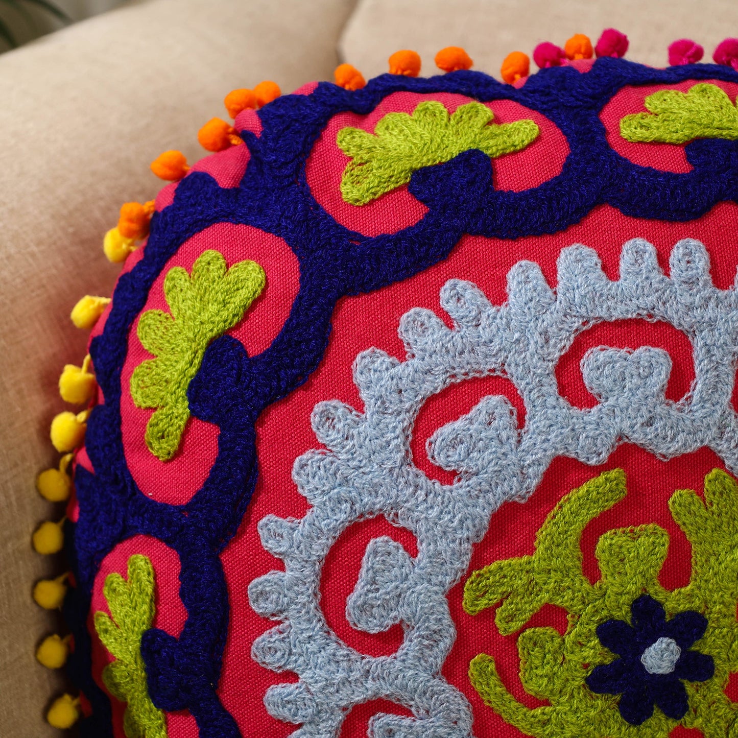 Multicolor Suzani Embroidery Cushion Cover