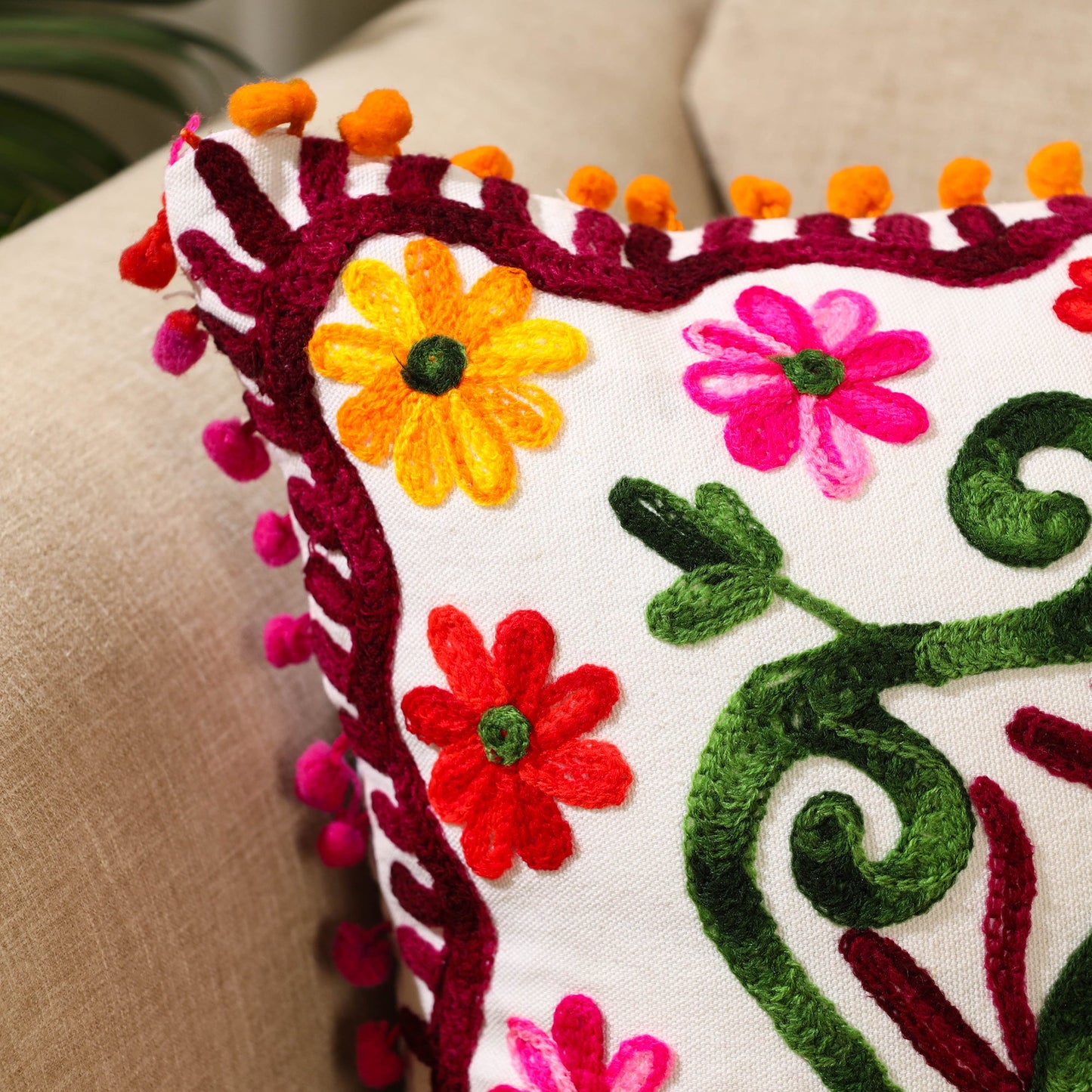 Multicolor Suzani Embroidery Cushion Cover