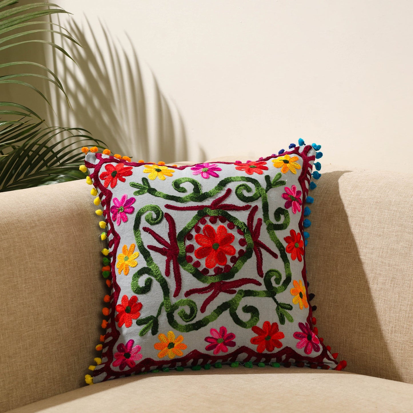 Multicolor Suzani Embroidery Cushion Cover