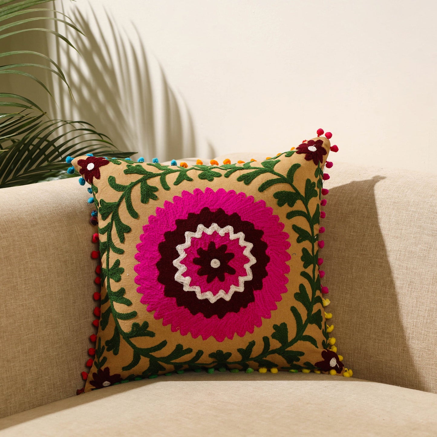 Multicolor Suzani Embroidery Cushion Cover