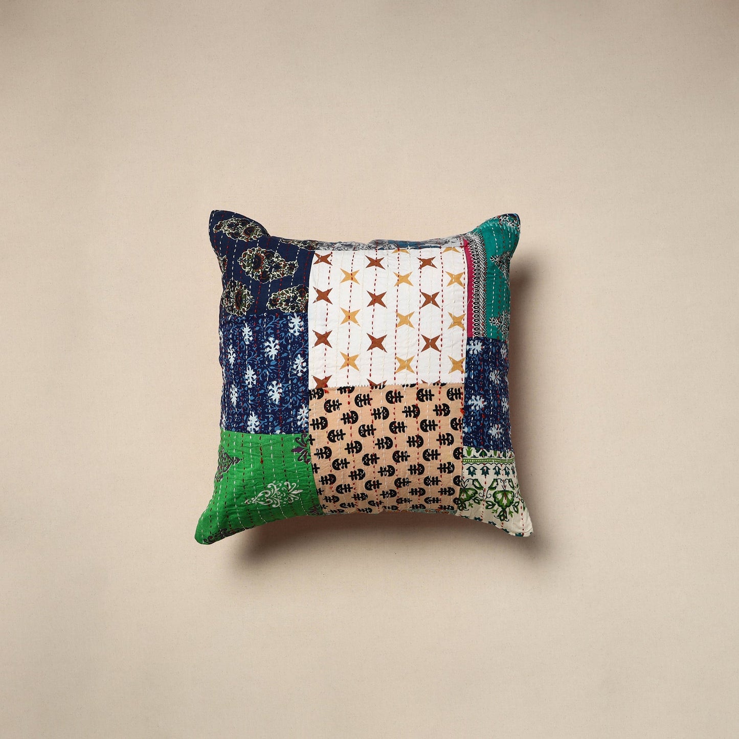 Tagai patchwork cushion cover (16 x 16 in) 110 - handcrafted