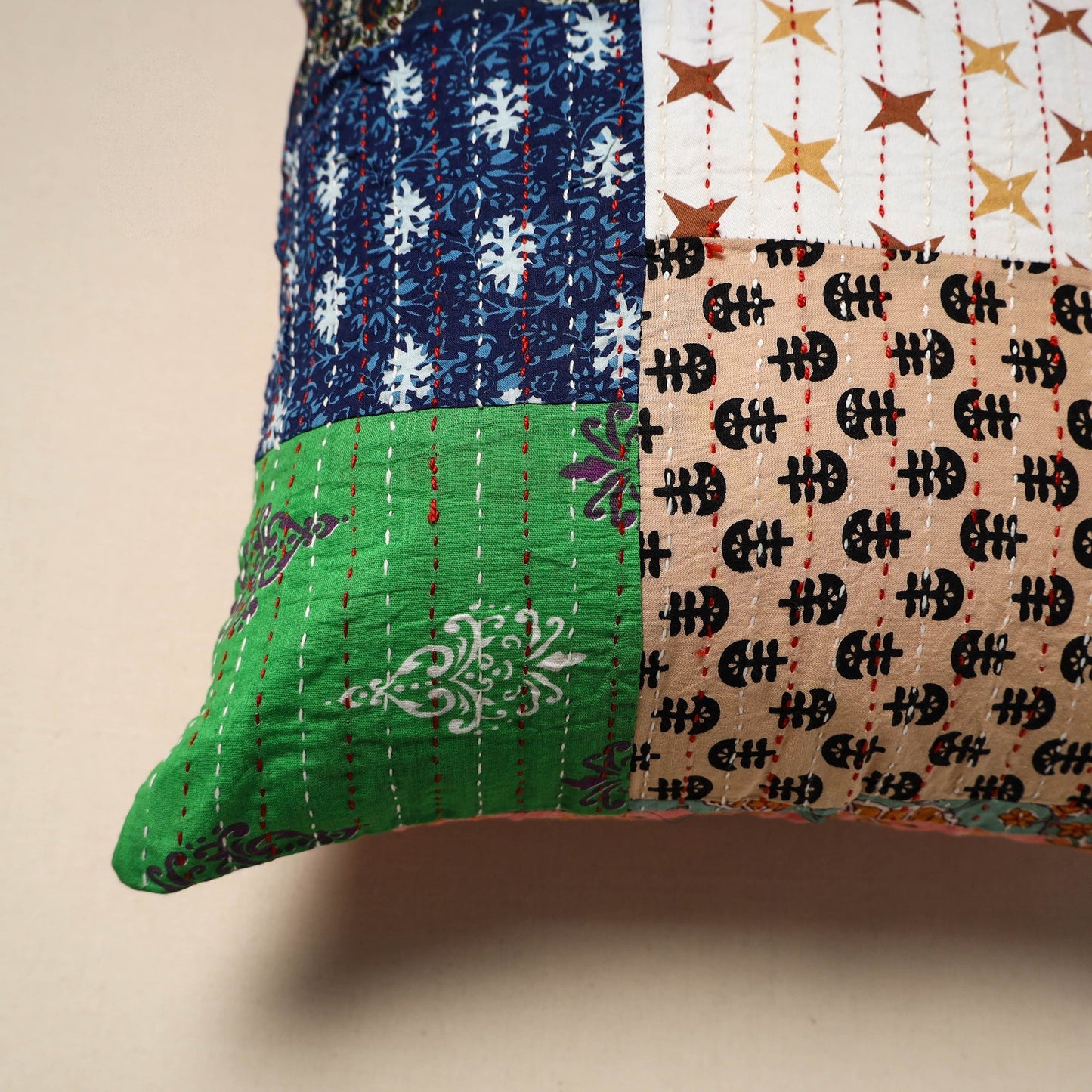 Tagai patchwork cushion cover (16 x 16 in) 110 - handcrafted