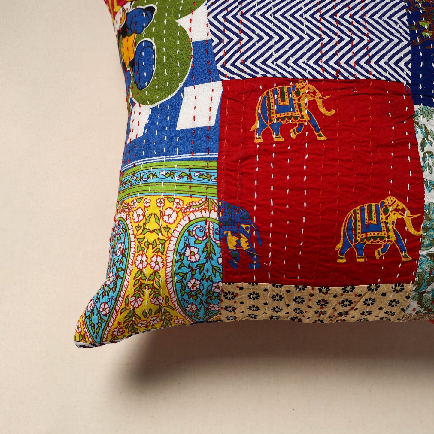 Tagai patchwork cushion cover (16 x 16 in) 112 - handcrafted