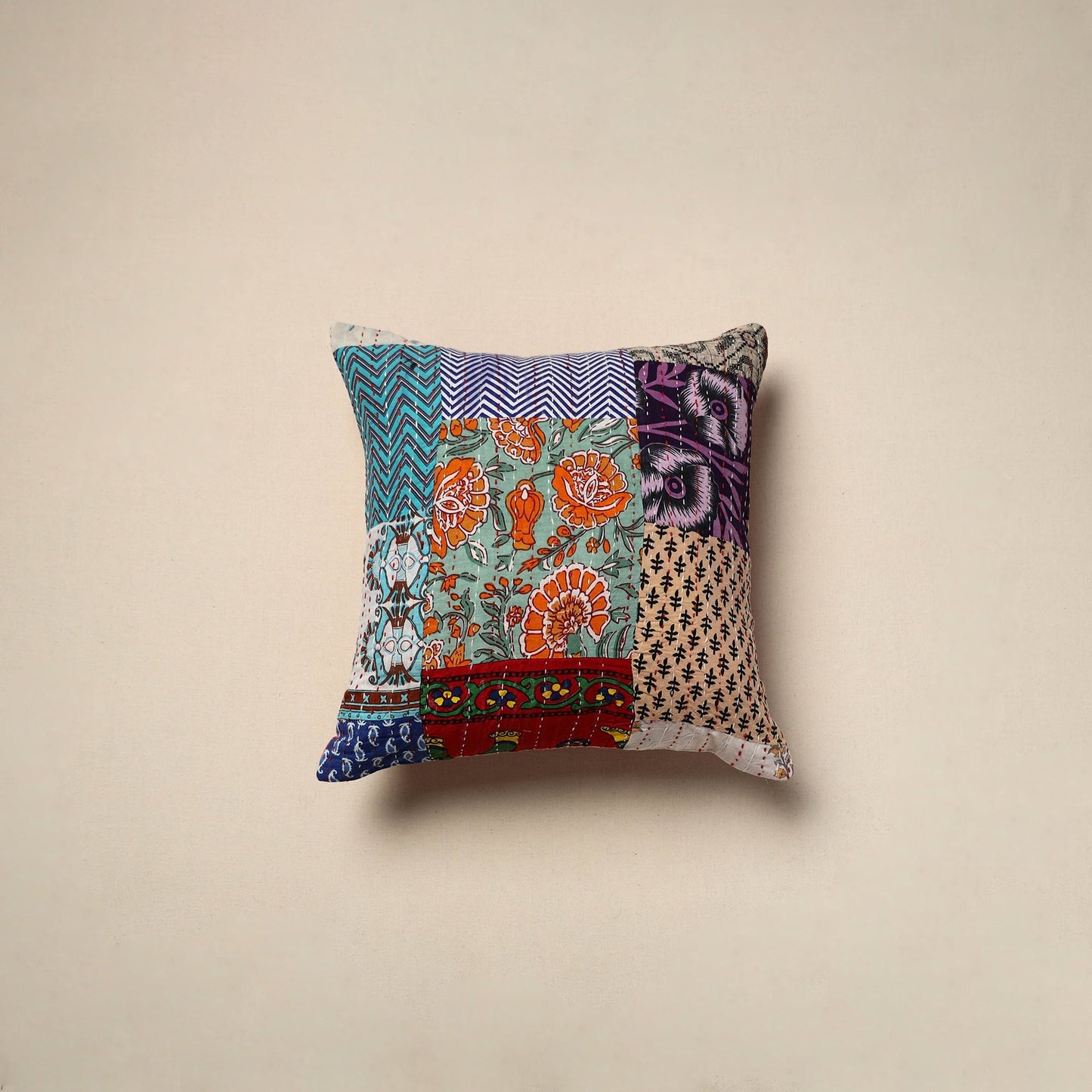 Tagai patchwork cushion cover (16 x 16 in) 91 - handcrafted